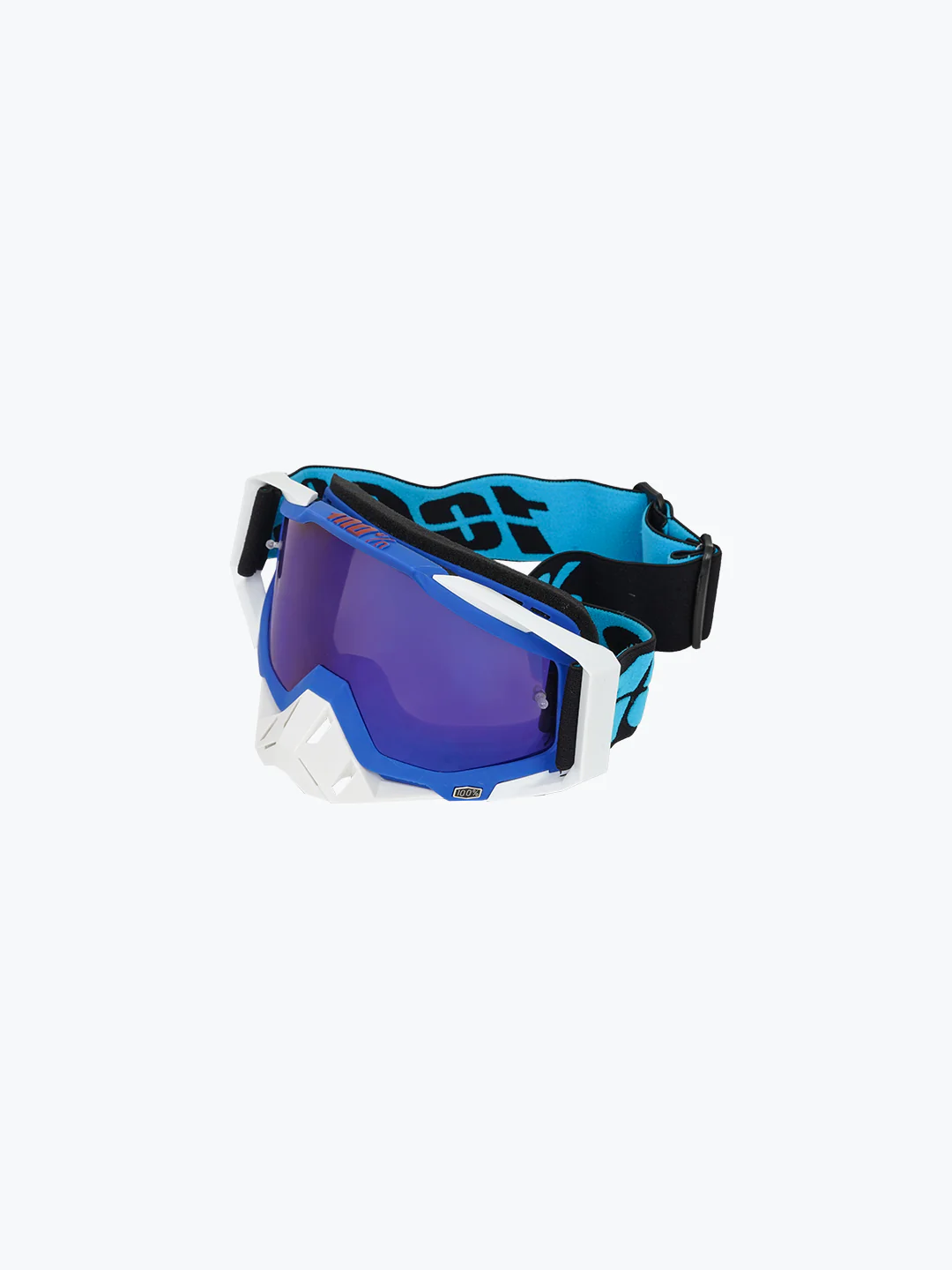 100% GOGGLES WHITE NOSE & FRAME BLUE TINT WITH BOX - Image 3