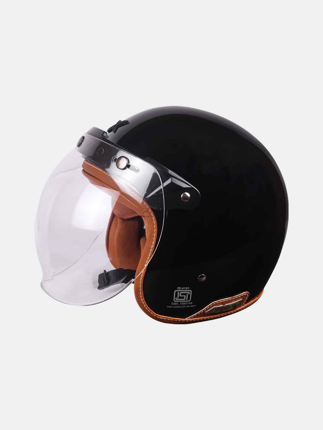 Axor Retro Jet Leather Black Helmet - Image 3