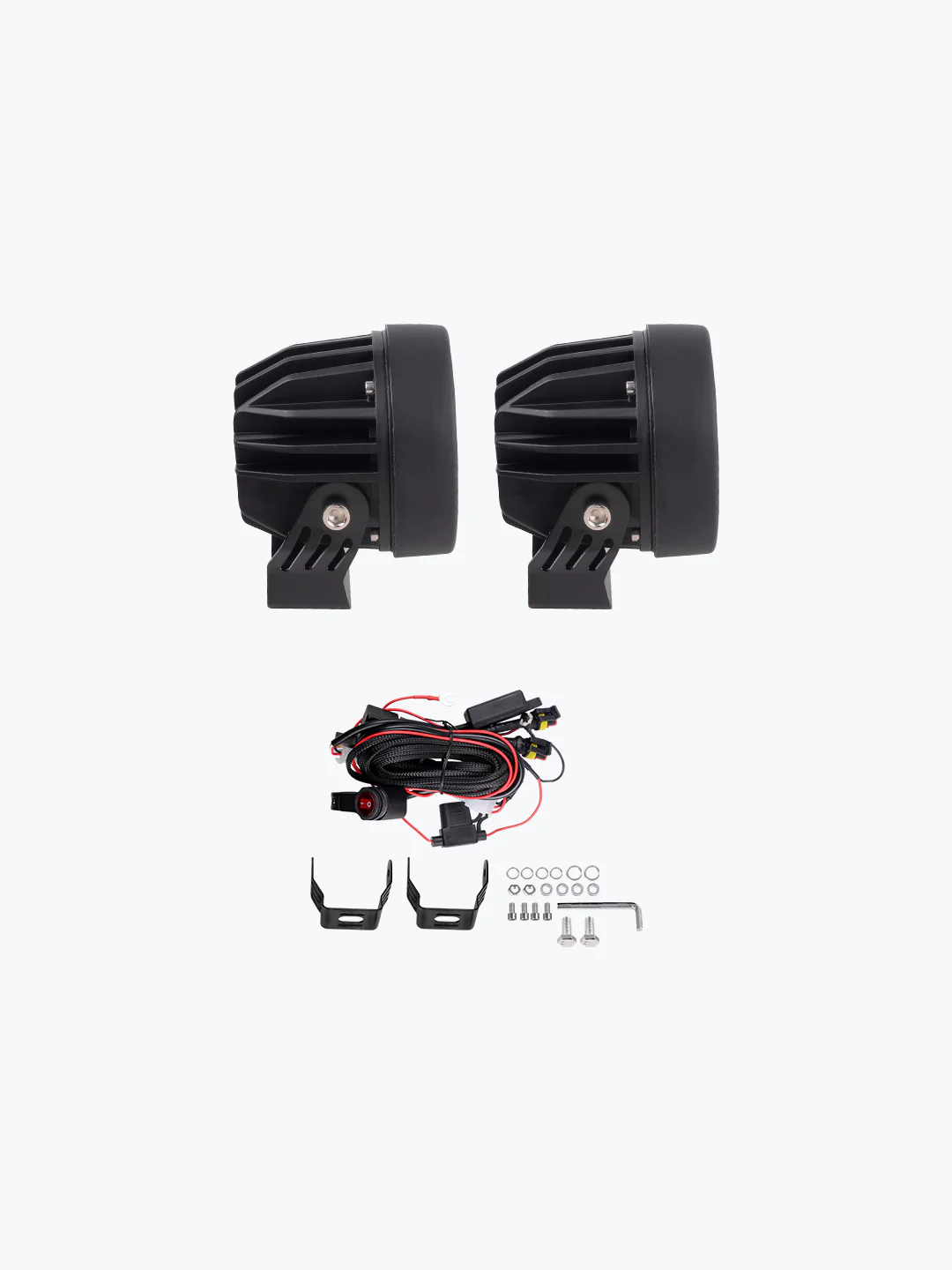HJG 4 LED Cap Round Pair Foglight With Wire harness - Image 5