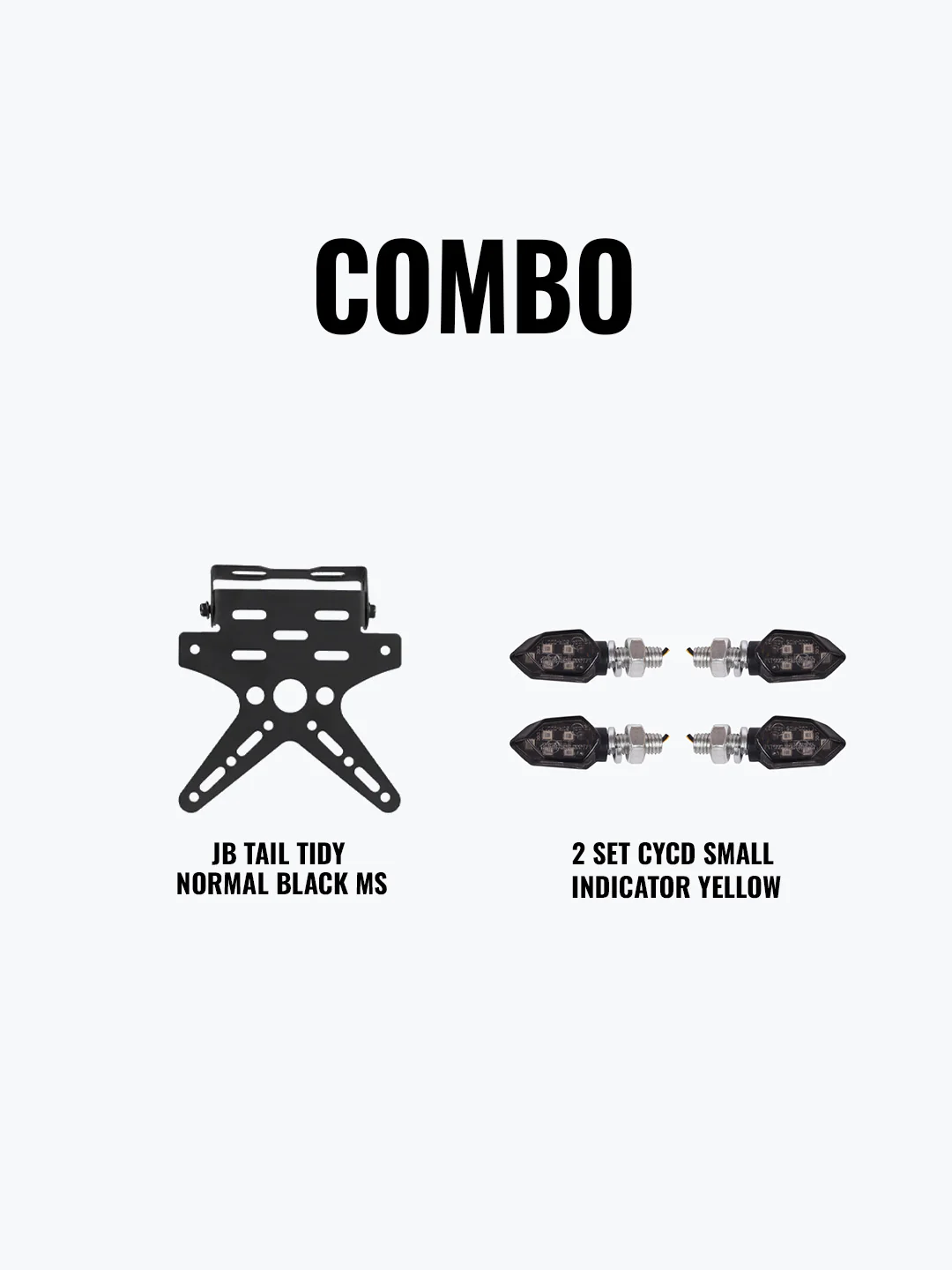 JB Tail Tidy Normal Black Mild Steel + 2 Set CYCD Small Indicator Yellow