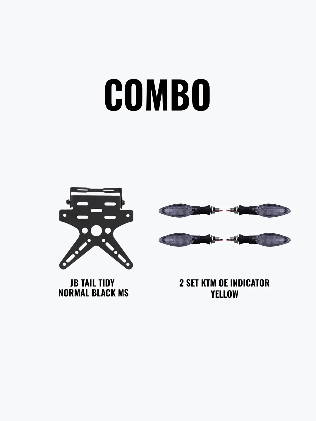 JB Tail Tidy Normal Black Mild Steel + 2 Set KTM OE Indicator Yellow