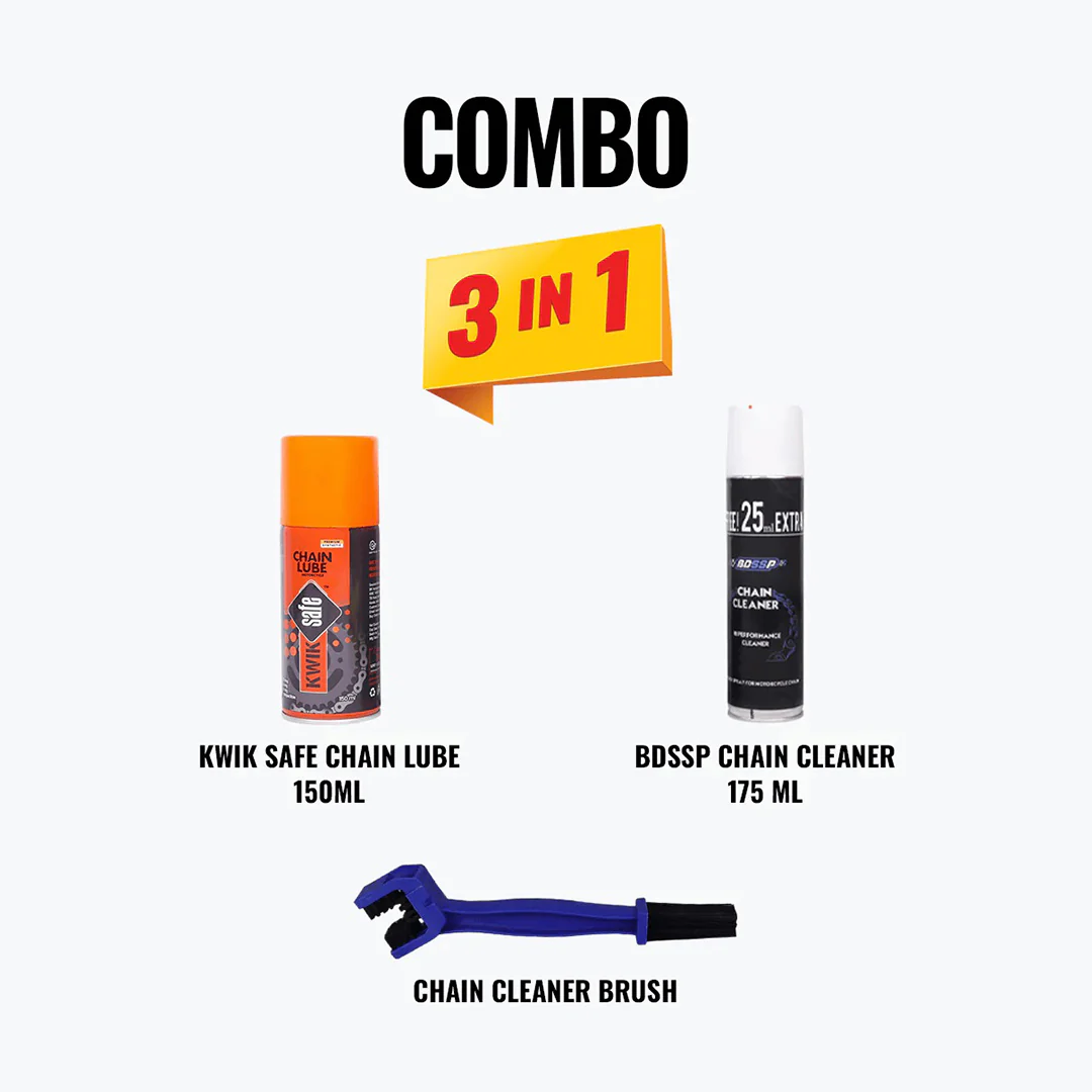 Kwik Safe Chain Lube 150ML + BDSSP Chain Cleaner 175ML + Chain Cleaner Brush Blue