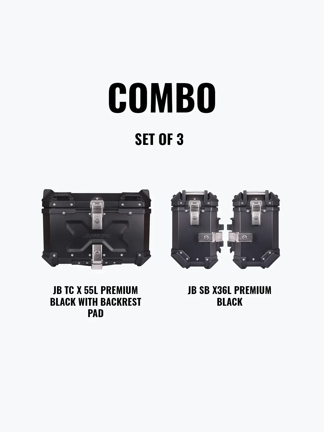 Jb Racing Set Of 3 Combo Of JB TC X 55L Premium Black With Backrest Pad + JB SB X36L Premium Black - Image 3