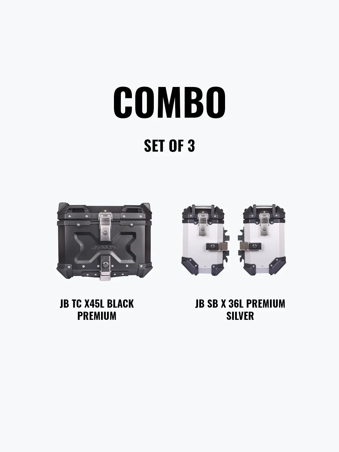SET OF 3 Combo OF Jb Racing TC X45L Premium Black With Backrest Pad + Jb Racing SB X36L Premium Silver - Image 3